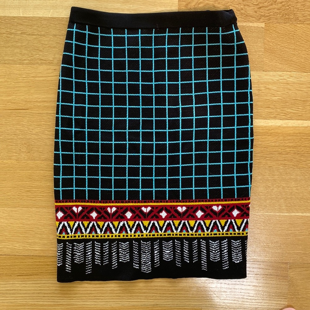 Jealous tomato pencil skirt black geometric tron